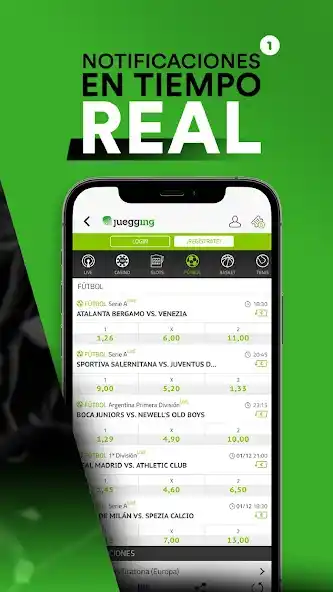 Notificaciones en tiempo real en Juegging para apuestas de fútbol en vivo